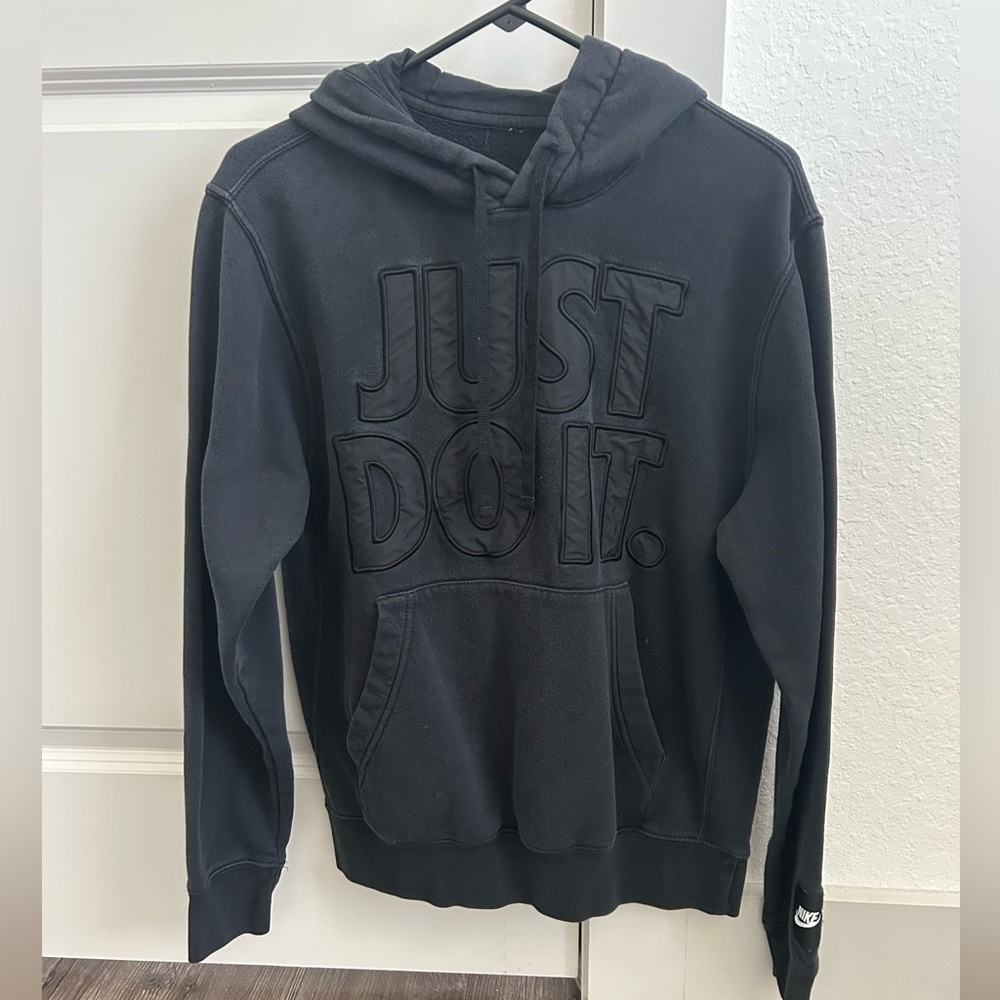 Nike Black Hoodie with Embossed Slogan